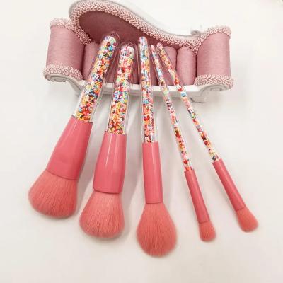 China Angular Blush Factory Wholesale 5 PCs Logo Makeup Cosmetic Brush Set Custom Made Water Pool Cute Candy Brush Set for sale