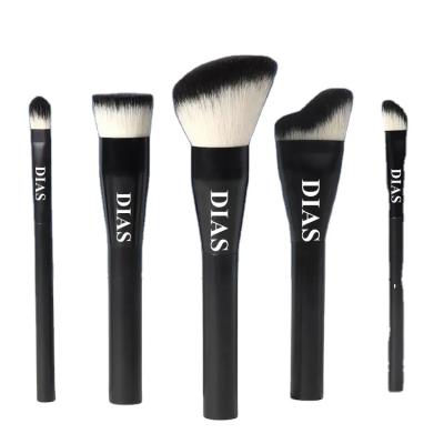 China Smudge Brush Powder Foundation Blush Top Quality Vegan Soft Synthetic Black Base Fluffy Beauty Custom Made Makeup Brush Set 5 Pcs for sale