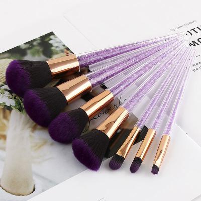 China Angular Blush Free Sample Makeup Brushes/7 Pcs Crystal Handle Makeup Brush Set /Custom Logo Make Up Brushes for sale