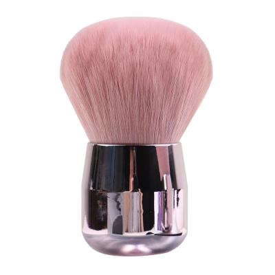 China Smudge Brush Rose Gold Round Body Flat Blush Brush Portable Travel Makeup Foundation Sweep Powder Single Brush for sale