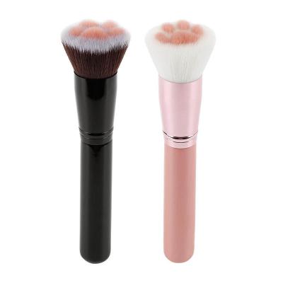 China Cute Simple Pink Black Cat Paw Claw Wood Handle Foundation Makeup Brush Travel Smudge Brush Portable Makeup Brushes for sale