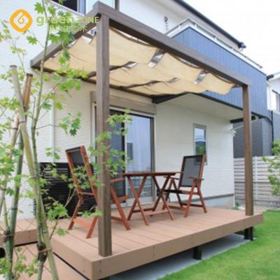 China Weather Proof Timber WPC Gazebo Pergolas Easily Assembled Brushed Solid Exterior Wood for sale