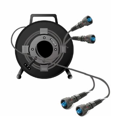 China FTTX Fiber Optic Connector Black Cable Waterproof Reel Broadcast Deployable Cable Reel for sale