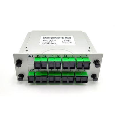 China FTTH 1*16 Insert Type PLC Splitter SC/APC Slot Box 1x16 Fiber Optic PLC Splitter for sale