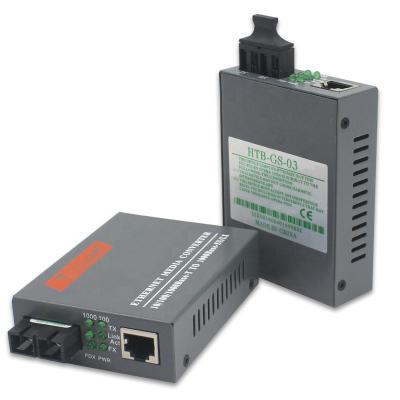 China FTTH HTB-GS-03 A/B Gigabit Fiber Optic Media Converter 1000Mbps Single Mode SC Single Port 20KM for sale