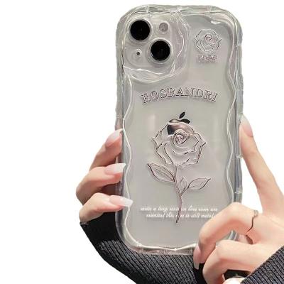 China Shockproof Transparent luxury rose silicone phone case suitable for iPhone 15/14/13/12/11 promax for sale