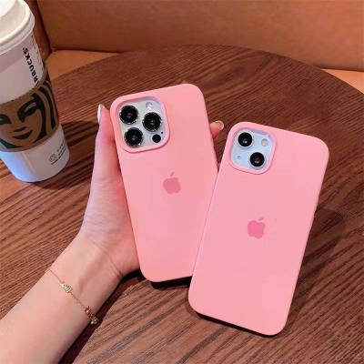 China Shockproof The new liquid logo phone case is suitable for iPhone 15/14/13/12/11 promax silicone 78P soft case for sale