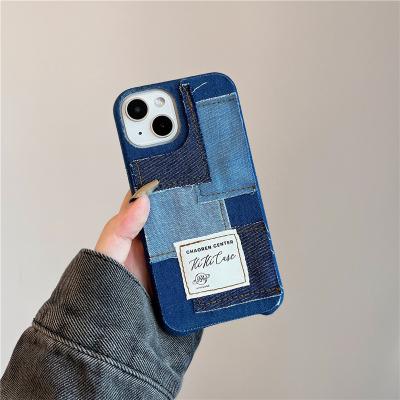 China Shockproof Simple denim canvas splicing smartphone case for iPhone15/14/13/12/11promax shockproof  factory price wholesale for sale