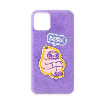 China Shockproof Purple embroidered girl plush phone case suitable for iPhone 14 13 12 11 promax soft case 78P customizable for sale