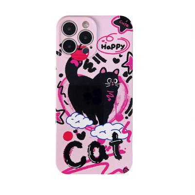 China Shockproof Love Black Cat mobile phone case for iphone15promax 14wholesale 12Custom Pattern 13 for sale