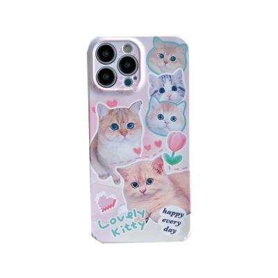 China Shockproof Cute Cat PC Phone Case Suitable for Apple 14/13/12/11 promax Film Case 78P Hard Case XL Full Package Customizable for sale