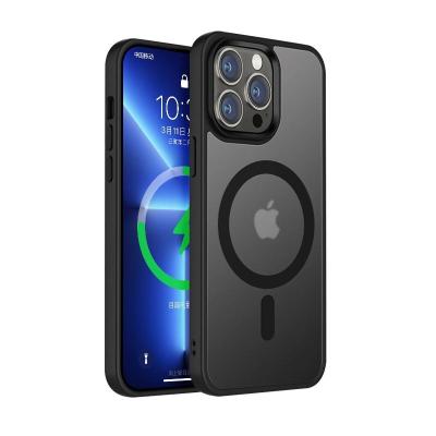 China Shockproof The new skin feeling frosted magnetic suction phone case is suitable for iPhone 15/14/13/12/11 promax fall protection case for sale