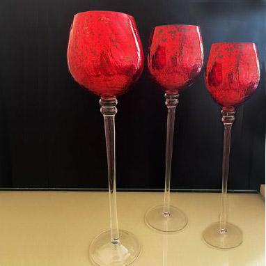 China SWS185 Weddings Red Glass Votive 3 Candle Holders Set For Wedding Christmas Decoration for sale