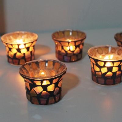 China Wholesale Europe styple Bohemia chic unique votive candle holders mosaic glass candle jar for candle for sale