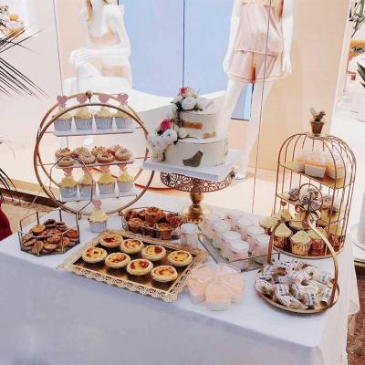 China Sustainable Luxury Cup Cakes Dessert Gold Cake Stand Set Metal Display Stands Supplies Cake Decorating Tools for sale