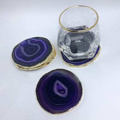 China Viable Colored Glass Saucer In Natural Stone Agate Cup Espresso Coaster For Birthday Wedding Gifts for sale