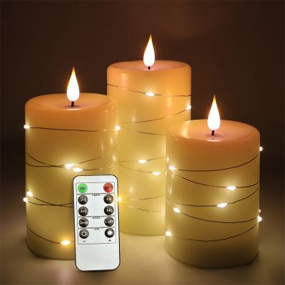 China Wholesale SWS181 Birthdays With Remote Battery Powered LED Pillar Candles Set Of 3 For Decorative Christmas Proposal for sale