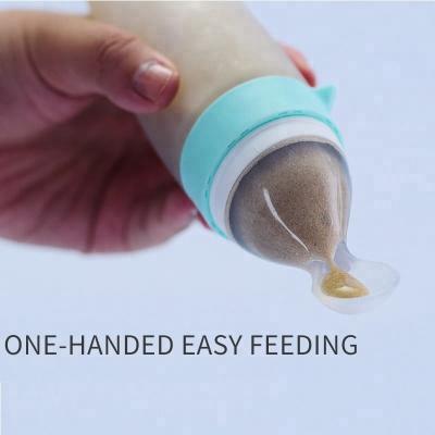 China 100% Eco-friendly Silicone Baby Food OEM/ODM Burabi Dispensing Spoons, Squeeze Spoon With Dust Cover for sale