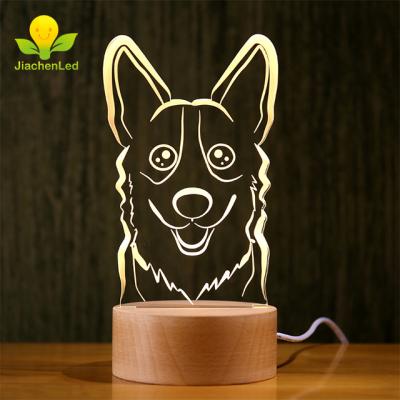 China Modern Wholesale Dog Wood Table Lamp, Wooden Low Led Desk Lamp for sale