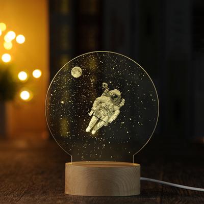 China Eco-friendly Night Light 3D Illusion Astronaut Led Lights For Fancy Acrylic House for sale