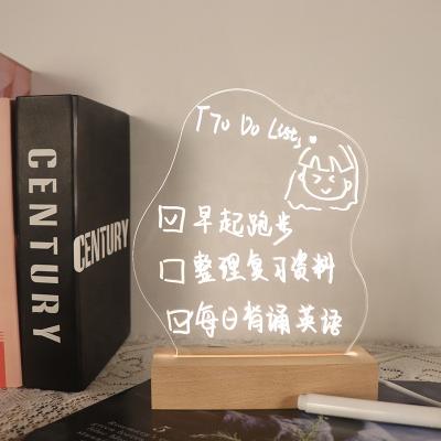 China Modern Wholesale Wooden Led Base DIY Night Light Empty Acrylic Lamp With Pen for sale