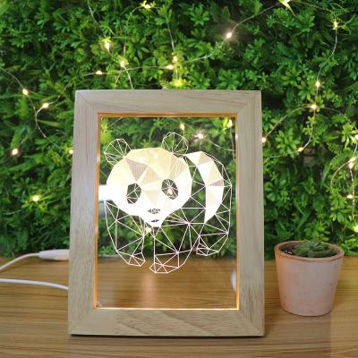 China Bed Room Hot Selling Romantic Zhonshan Panda Beech Night Light LED Photo Frame for sale