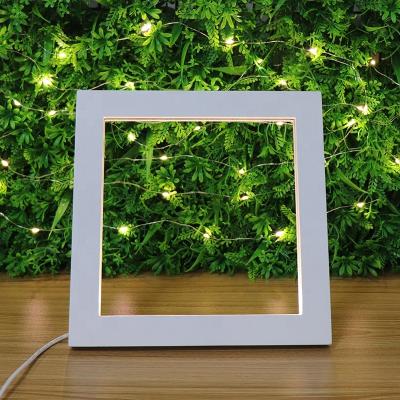 China Push In Hot Sale LED Room Light Photo Frame White Color Square Photo Frame With Light for sale