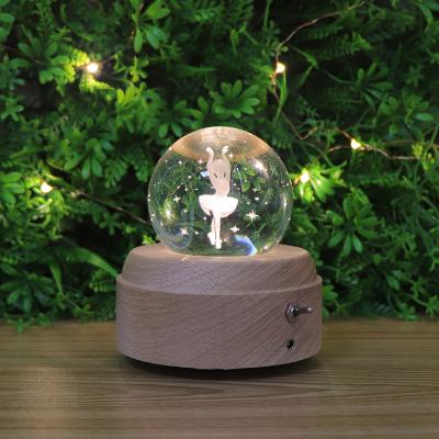 China Low Lamp Crystal Night Light For Kids Battery Operated Modern Wholesale LED Wooden Light Music for sale