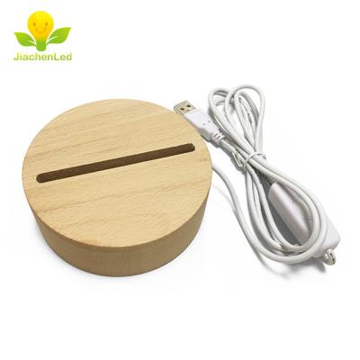 China Wholesale Eco - Friendly 3D Lamp Wood Base , USB Wood Led Light Base for sale