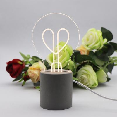 China 2020 New Design USB Charging 3D Mood Indoor Cement LED Light Low Room Bedside Lamp With Acrylic Sheet for sale