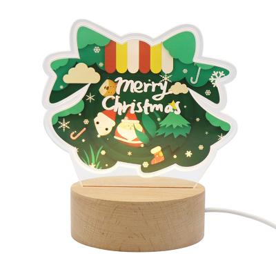 China Modern Christmas Gift UV Printing Acrylic Lamp Led Wooden Base 3D Night Light Gift for sale