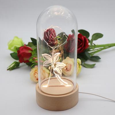 China The Popular Gift Eco-Friendly Lead Glass Dome Mood Lamp For Events, Wood Base Acrylic Night Light With Usb Charging Home Decor for sale