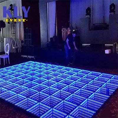 China Magnetic Led Stage Dance Floor Tempered Glass Panel 3d Infinity Mirror Interactive Lighted Wedding Party for sale