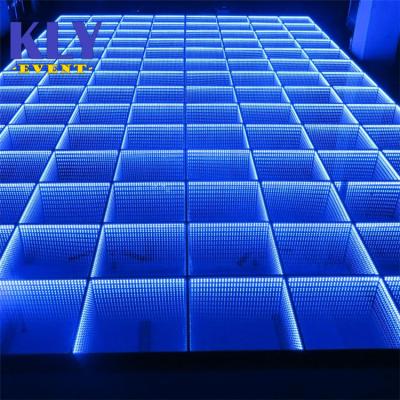 China Hot Sale 3D Stage Mirror Infinitely Led Dance Floor Light Wedding Magnet Portable Dance Floor Stage for sale