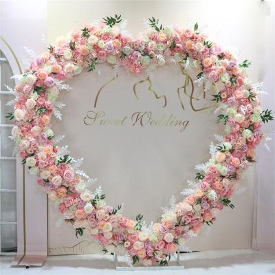 China Wedding Occasion Centerpiece Metal Arch Flower Stand Wedding Backdrop Heart Shaped Balloon Decoration for sale