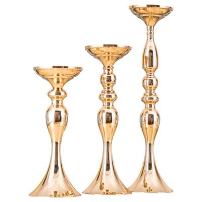 China Wedding Party Decoration Metal Gold Flower Display Stand Event Road Lead Table Pillar Candle Holder Vases Centerpiece For Wedding Party Decorations for sale