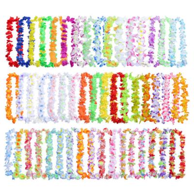 China Wedding Party Event Decoration Set of 50 Multicolor Hawaiian Leis Simulated Flower Silk Leis Luau Leis for Party Beach Party Tropical Themed Decor for sale