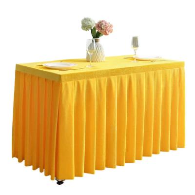 China CLASSIC solid color event tablecloth meeting table skirt stage office velvet hotel tablecloth for banquet wedding for sale