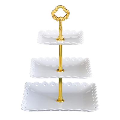 China Wedding Party Event Decoration 3 Tier Cupcake Stand Birthday Party Dessert Cake Server Display Plastic Fruit Dish For Sale for sale