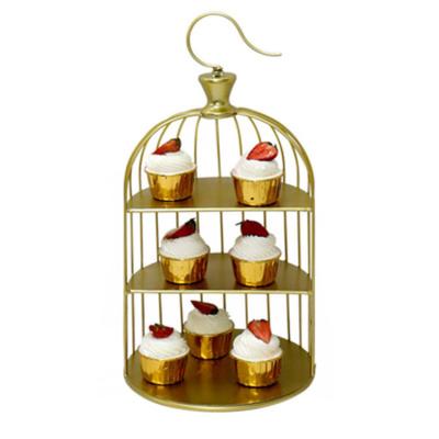 China European Wedding Party Event Decoration Metal Birdcage Shape Cupcake Stand Display Rack For Party Wedding Dessert Table Decoration for sale