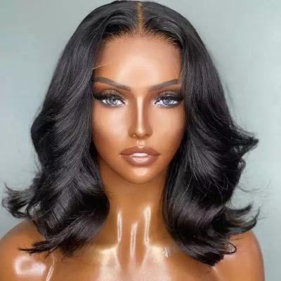 China Brazilian Baby Hair 13x4 Bob Wigs Pre Plucked With Body Wave 12A Remy Human Hair Water Bob Wigs For Black Women for sale