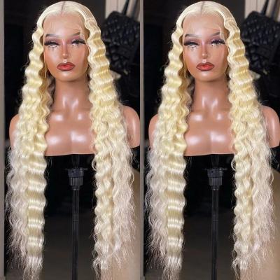 China Unprocessed Body Wave 12A Cuticle Aligned Honey Hair 613 Hd Deep Wave Hair Wigs Full Lace Human Hair Wigs Blonde Lace Frontal Wig for sale