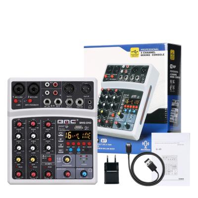 China Wholesale Cheap Price 4 Stage Performance Audio Mixer Mini Channel Mixer With USB For Home Studio Recording for sale