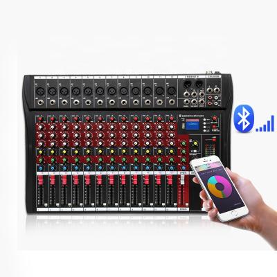 China Stage Performance CT-12 12 Channel Sound Mixer With 48V Phantom Power Audio Mixer For Wholesales With Bluetooth MP3 12ch DJ Mixer for sale