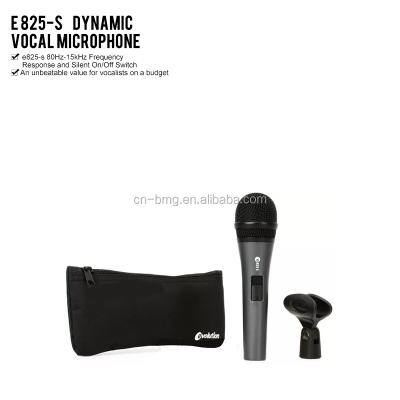 China High quality cardioid dynamic vocal microphone E825 e 825-S vocal microphone with on/off switch E825-S handheld microphone for sale