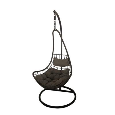 China Contemporary Cheap Modern Indoor Outdoor Patio Rattan Kd Egg Swing Wicker Hanging Chair With Metal Stand for sale