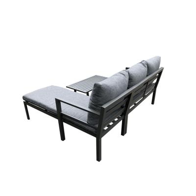 China Comfortable Modern Promotional Simple Aluminum Frame L Shape Cushion Patio Garden Outdoor Furniture Sofa Set for sale