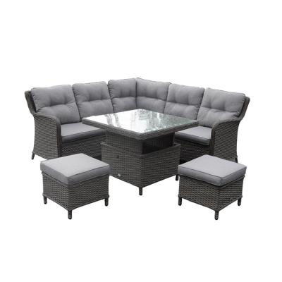 China Dark Gray Rattan Sofa Indoor Outdoor Comfortable Hotel Living Room Furniture Garden Sets for sale