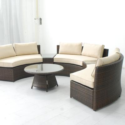 China 2021 Hot Sale 6 Seater Semicircle Modular Wicker Rattan Comfortable Indoor Or Outdoor Rattan Type Sofa Garden Furniture Set for sale