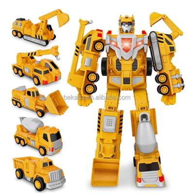 China Building Toy Trucks For Toddler Magnetic Come Together To Transform 5 Robot Play Vehicles In 1 BJ082044 for sale